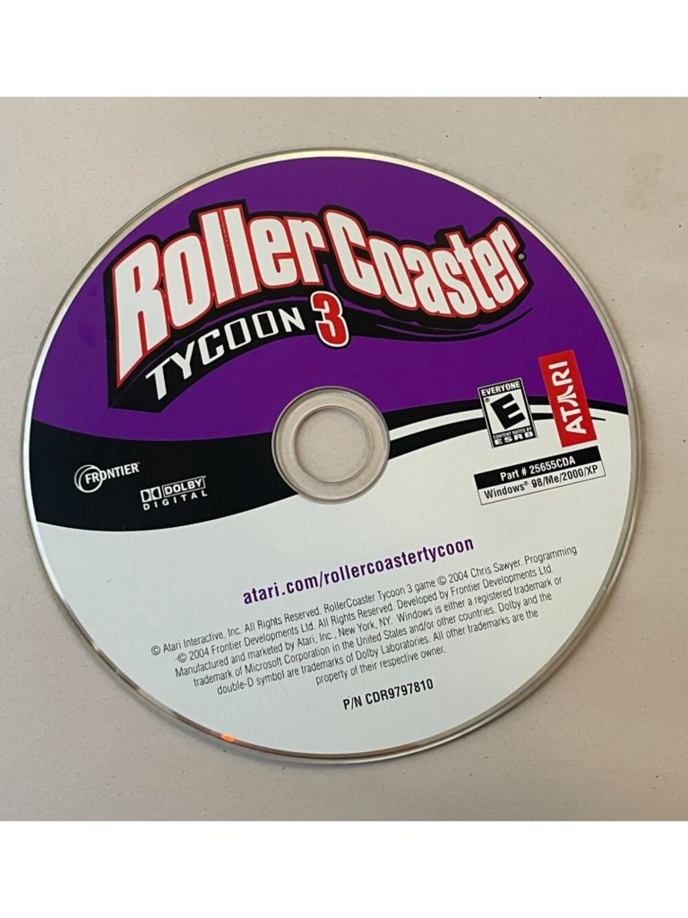 Roller Coaster Tycoon 3 PC CD-ROM Atari Video Game Disk Only Untested AS-IS
